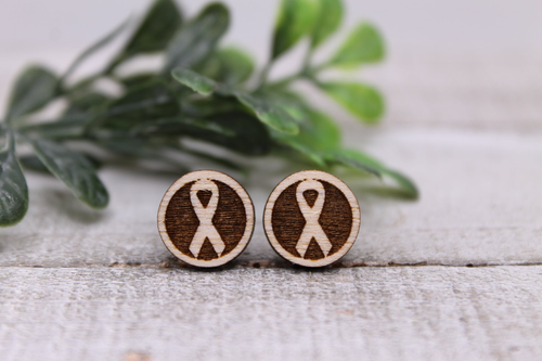 Awareness Ribbon Circle || 12mm Glass Stud Earrings