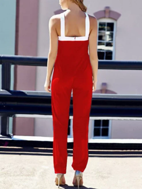 Ladies CHIC CONTRAST HALTER JUMPSUIT