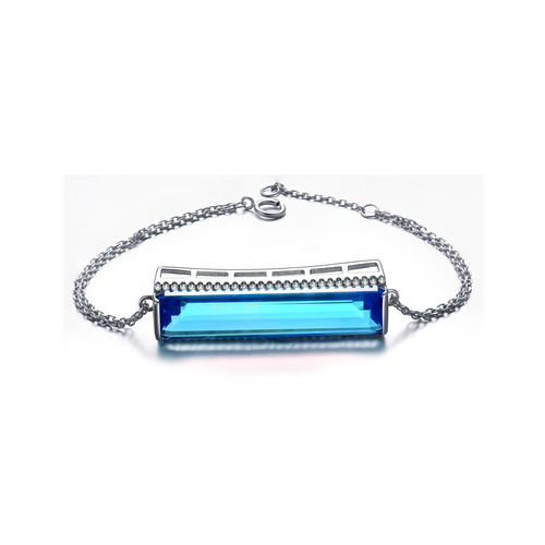 Collette Z Sterling Silver Blue Topaz Cubic Zirconia Bracelet