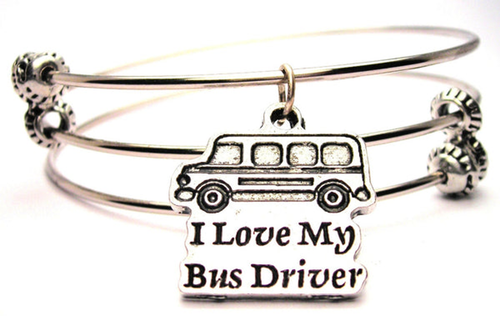 I Love My Bus Driver Triple Style Bangle Bracelet