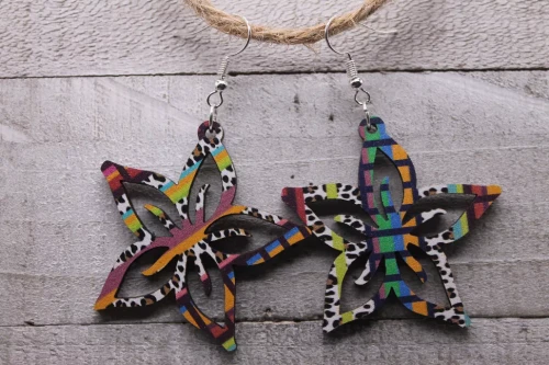 Serape & Leopard Flower Dangle Earrings - Double Sided