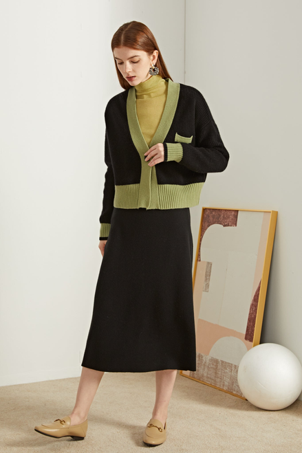 Fangyan | Clely Black Wool Cardigan