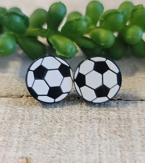 Soccer Ball || Stud Earrings || Hypoallergenic