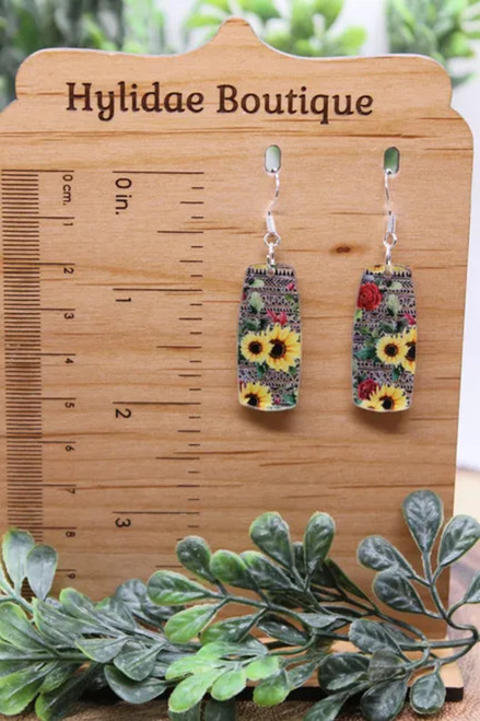 Sunflowers & Roses || Dangle Earrings || Hypoallergenic