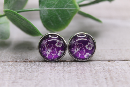 Flowers Glass Stud Earrings