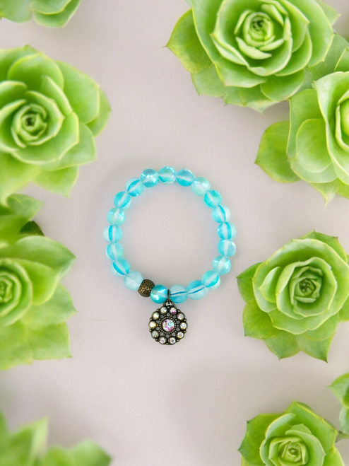Mermaid Aurora Bead Stretchy Charm Bracelet 