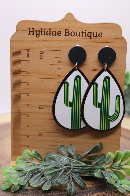 Cactus Teardrop Dangle Earrings