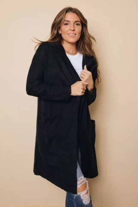 Open Front Hooded Sweater Cardigan