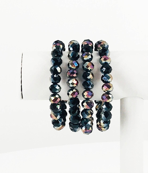 Violet Glass Bead Stretchy Bracelet