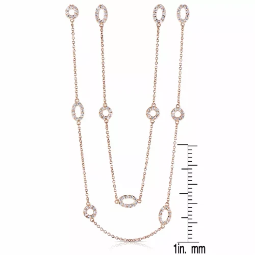 Collette Z Sterling Silver rose gold Clear Cubic Zirconia Layered Necklace