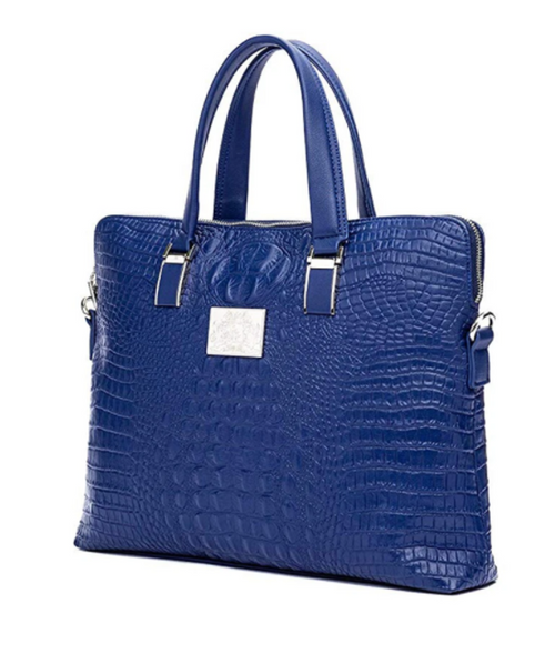 Blue Vegan Leather Briefcase