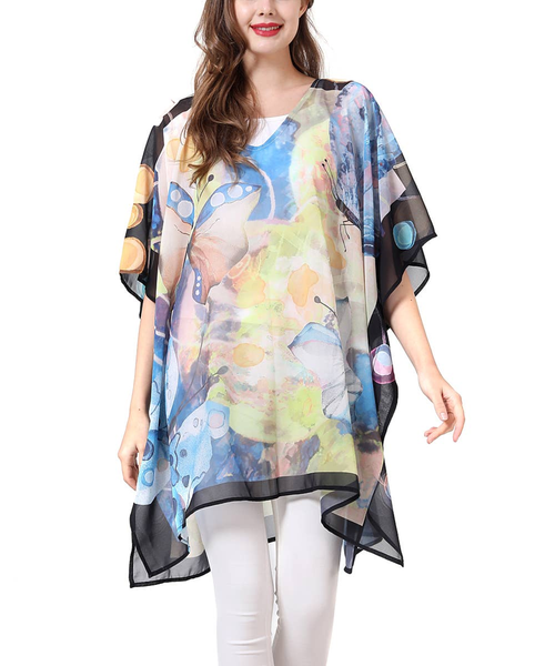 Floral & Butterfly V-Neck Tunic