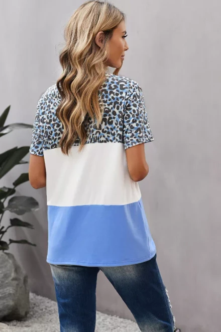 Casual Chic Leopard Print Patchwork Top