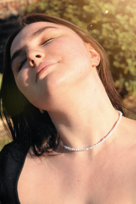 Blue Lace Agate Cube Gemstone Necklace