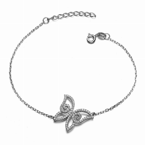 Collette Z Sterling Silver Cubic Zirconia Butterfly Bracelet