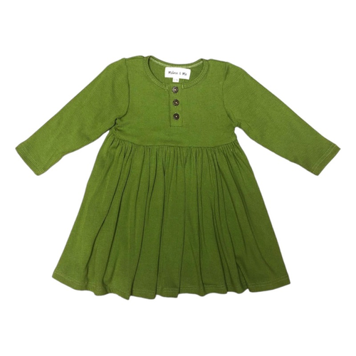 Ribbed Long Sleeve Dress (Olive)