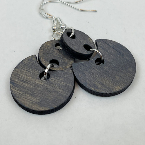 Small - Castle Stone Stain Cut out Circle Handmade Wooden Earrings Geometric