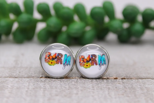 FARM Girl || Glass Stud Earrings || Hypoallergenic