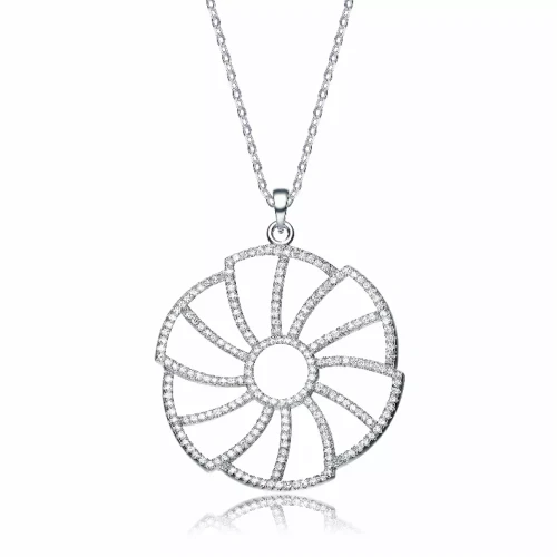 Collette Z Sterling Silver Cubic Zirconia Pave-set Flower Shape Necklace