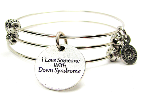 I Love Someone With Down Syndrome Triple Style Bangle Bracelet