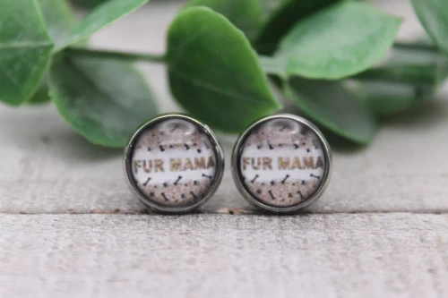 Fur Mama  Glass Stud Earrings