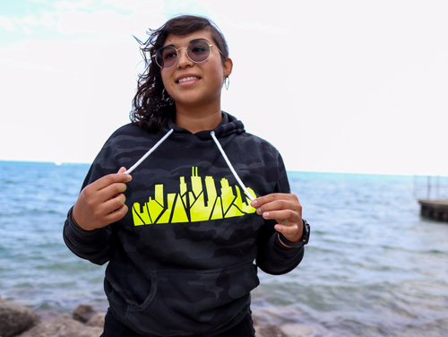 Neon Chicago Skyline Camo Sweatshirt