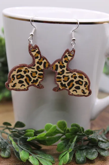 Leopard Bunny Dangle Earrings