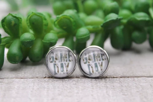 GAME DAY || Glass Stud Earrings || Hypoallergenic