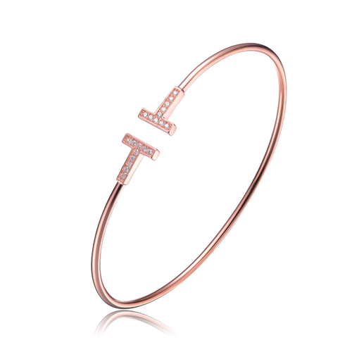 Collette Z Rose Plated Sterling Silver Cubic Zirconia T Bracelet