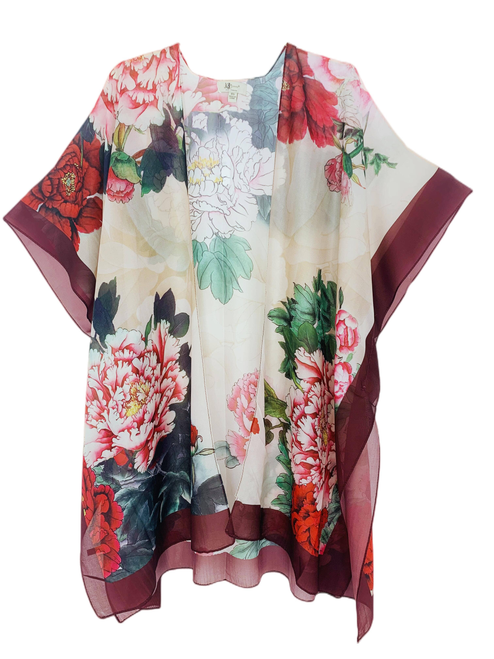 Silk-Blend & Peony Kimono