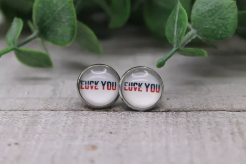 Love You  Glass Stud Earrings