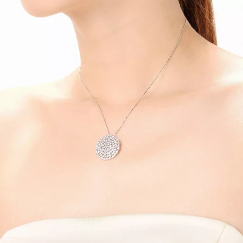 Collette Z Sterling Silver Cubic Zirconia Pave Circle Necklace