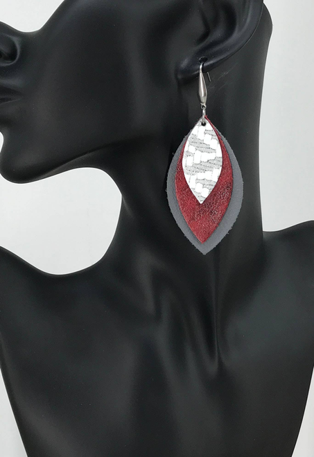 Leather Leaf Layered Earrings 