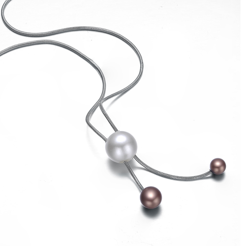 Collette Z Sterling Silver Pearl and Coffee Bead Necklace