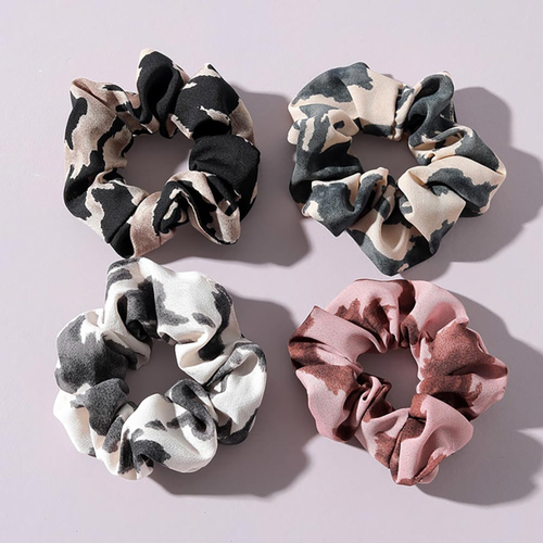 Set of 4 Animal Print Scrunchies