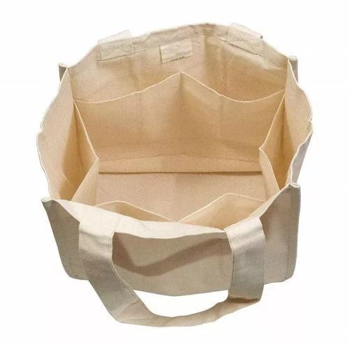 Reusable Organic Cotton Tote Mesh Bag with 6 Internal Sleeves and Logo