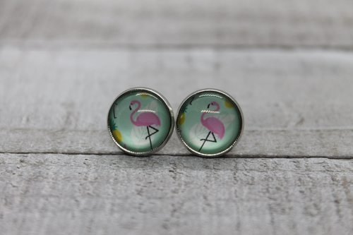 Flamingo Glass Stud Earrings