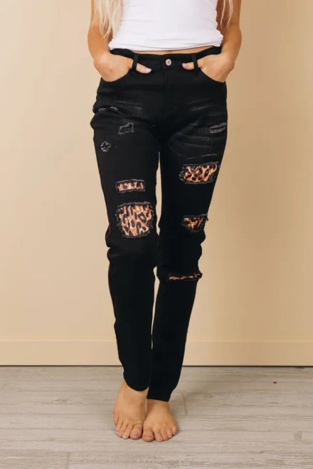 Hershey Leopard Patch Skinny Jeans