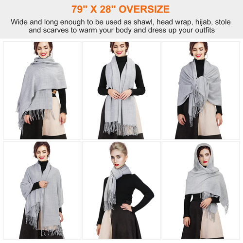Mens Womens Oversize Cashmere Wool Shawl