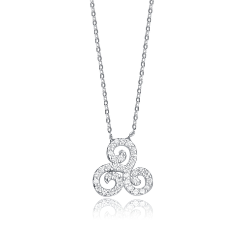 Collette Z Sterling Silver Cubic Zirconia Swirl Design Necklace