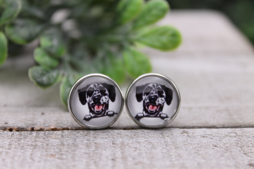 Dalmation || Dog Breed || 12mm Glass Stud Earrings