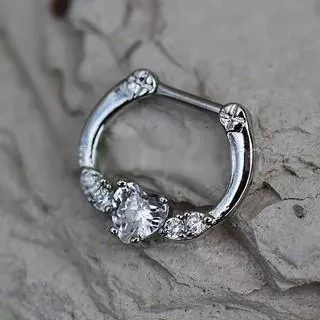 316L Surgical Steel Heart Gem Septum Clicker