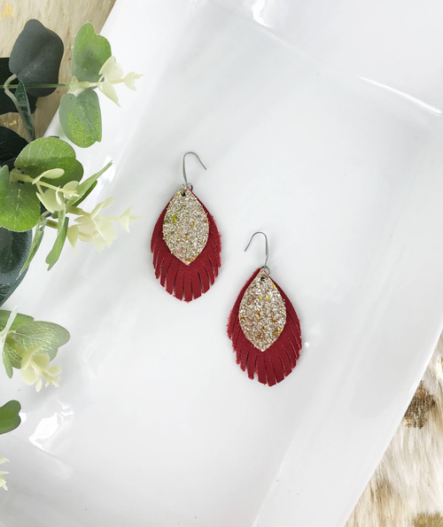 Glitter Genuine Leather Earrings 