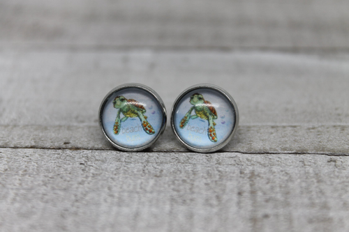 Squirt Turtle  Glass Stud Earrings