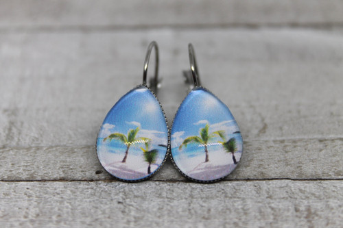 The Beach Glass Teardrop French Lever Earrings