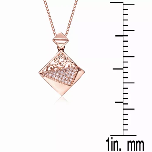 Collette Z Rose Gold Overlay Clear Cubic Zirconia Fold Necklace