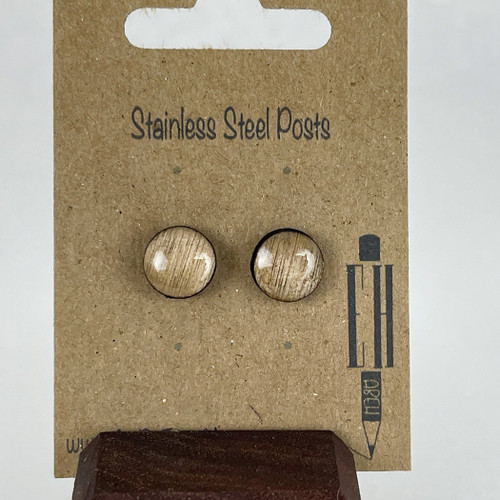 Small - Whole Wheat - Handmade Stud Wooden Earrings - Minimalistic Circl