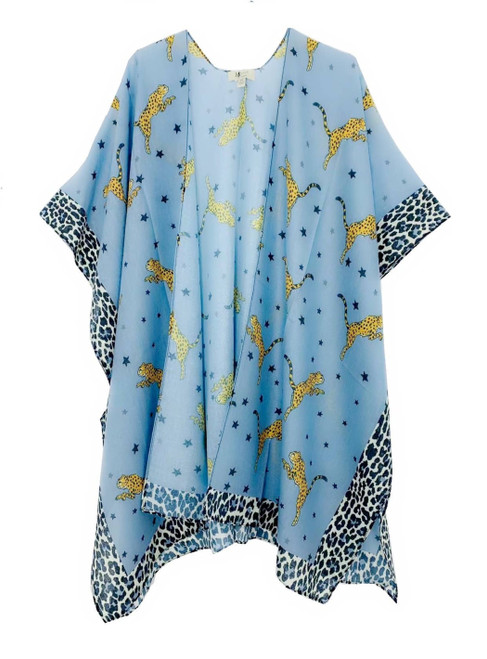 Leopard Border Accent Kimono
