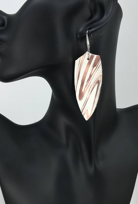 Marbled Pattern Leather Earrings 