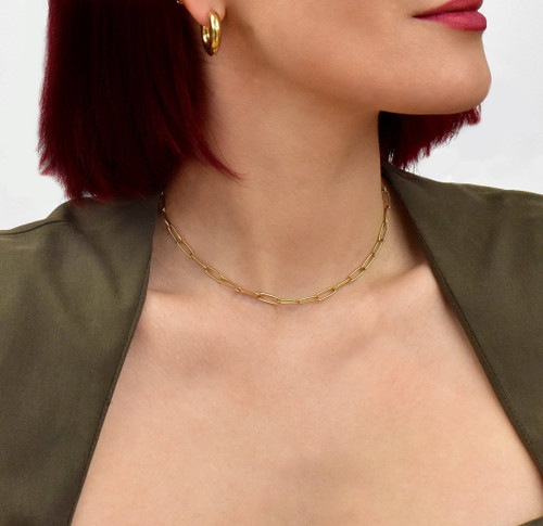 RICKY GOLD PAPERCLIP CHAIN NECKLACE